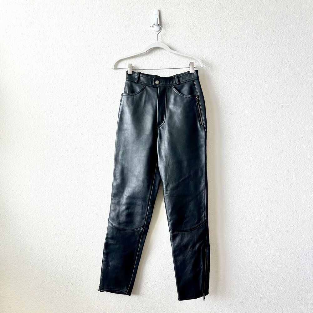 Vintage Motorcycle Women's Easy Riders Black Leather Sz 8 Biker Pants USA